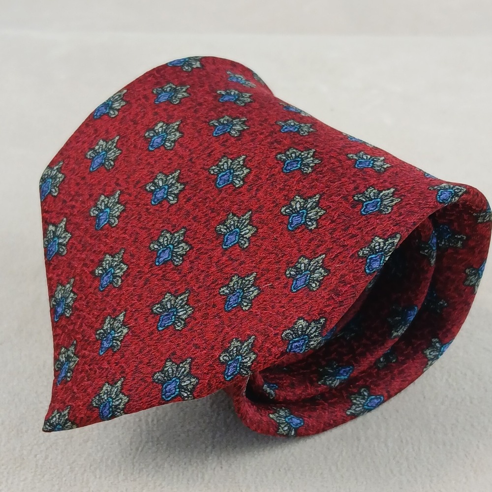 Ermenegildo Zegna 3.5x57 Mens Silk Tie Woven Geometric Lightweight‎